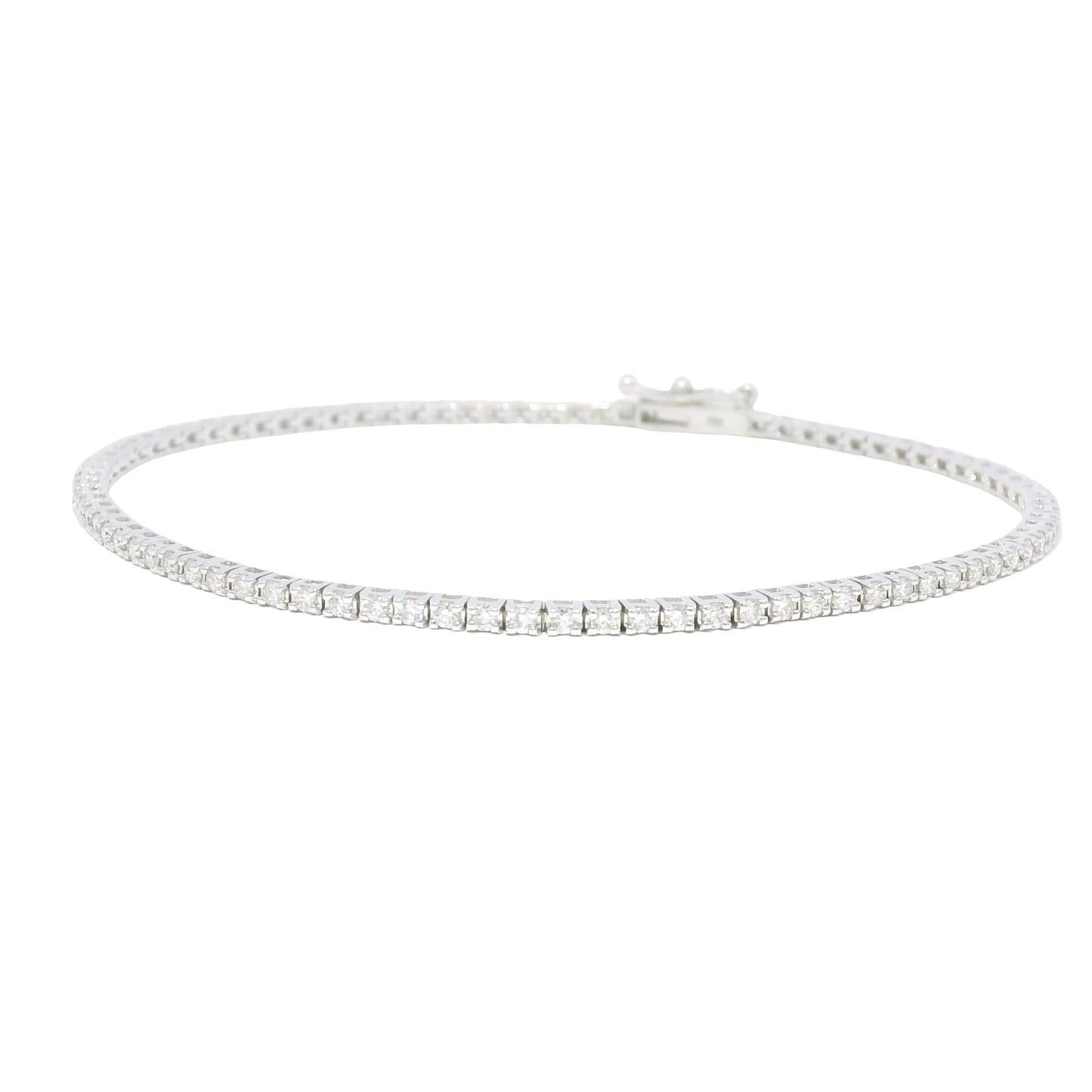 18k White Gold Natural 1.13 Carat Round Brilliant Diamond Tennis Bracelet