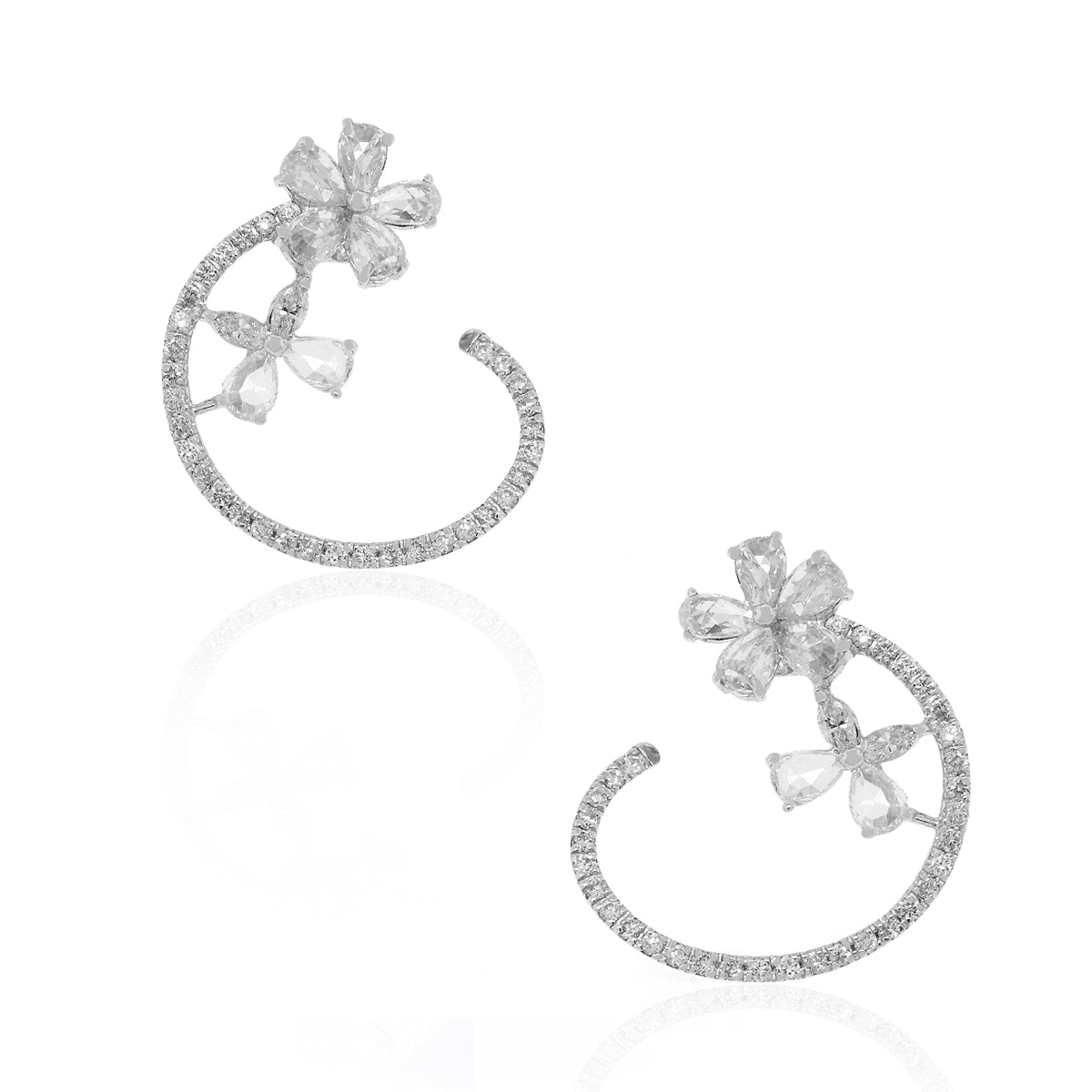 14k White Gold 3.69ctw Diamond Earrings