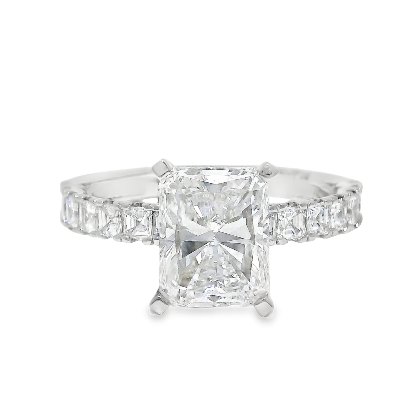 GIA Platinum Natural 3.01 Carat Radiant-Cut Diamond Engagement Ring