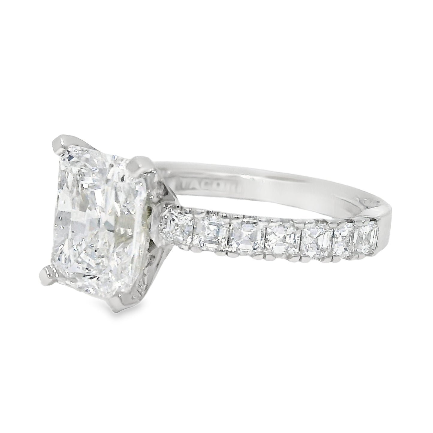 GIA Platinum Natural 3.01 Carat Radiant-Cut Diamond Engagement Ring