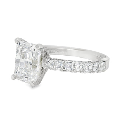 GIA Platinum Natural 3.01 Carat Radiant-Cut Diamond Engagement Ring