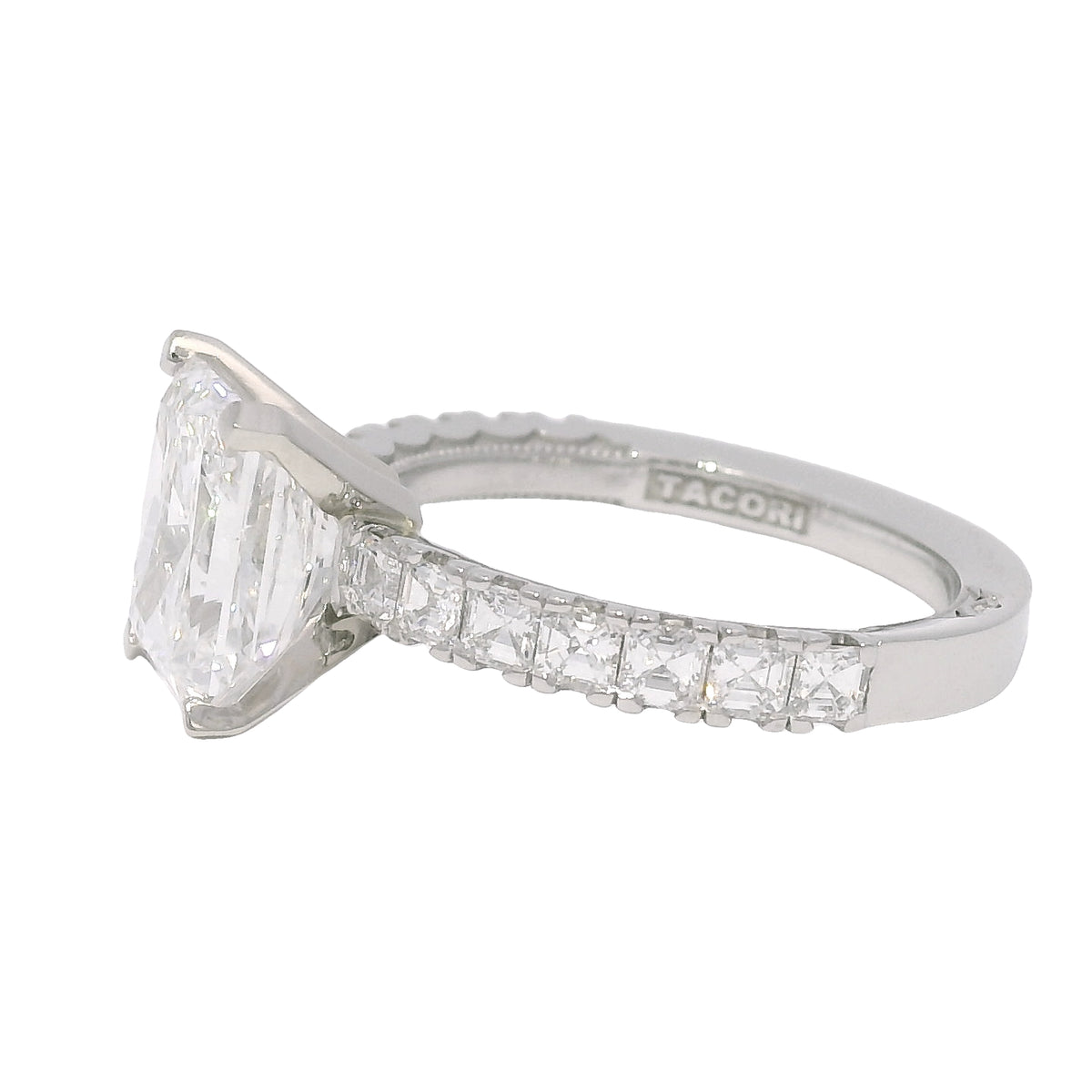 GIA Platinum Natural 3.01 Carat Radiant-Cut Diamond Engagement Ring