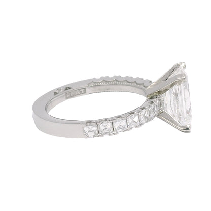 GIA Platinum Natural 3.01 Carat Radiant-Cut Diamond Engagement Ring