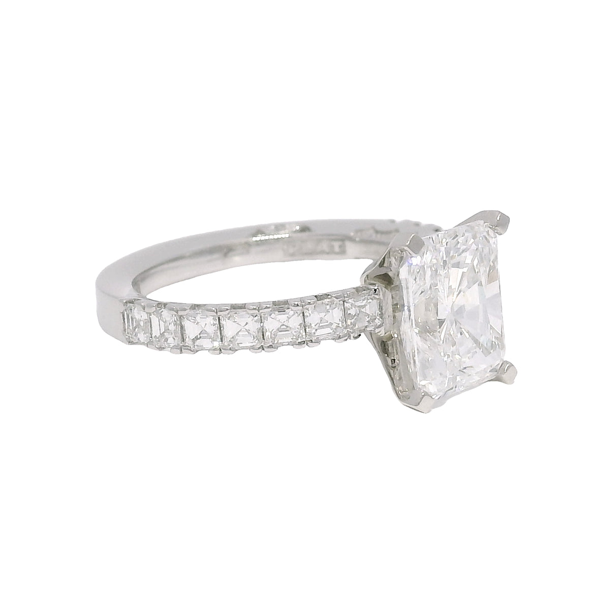 GIA Platinum Natural 3.01 Carat Radiant-Cut Diamond Engagement Ring