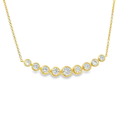 18k Yellow Gold Natural Round Brilliant Graduated Diamond Necklace
