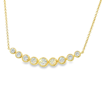 18k Yellow Gold Natural Round Brilliant Graduated Diamond Necklace