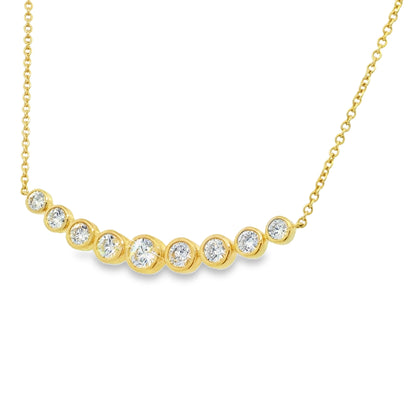 18k Yellow Gold Natural Round Brilliant Graduated Diamond Necklace