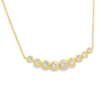 18k Yellow Gold Natural Round Brilliant Graduated Diamond Necklace