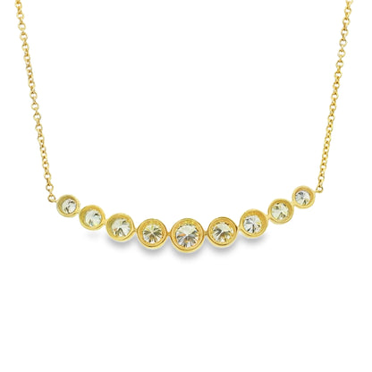 18k Yellow Gold Natural Round Brilliant Graduated Diamond Necklace