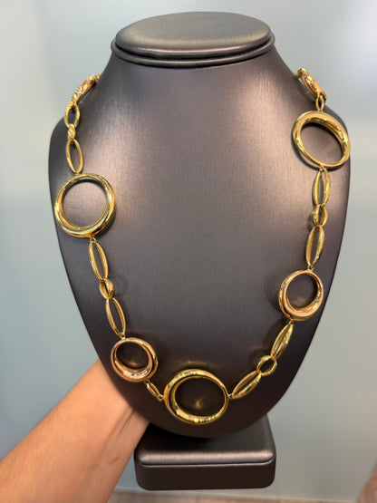 Chimento 18k Two Tone 36" Long Large Circle Link Necklace