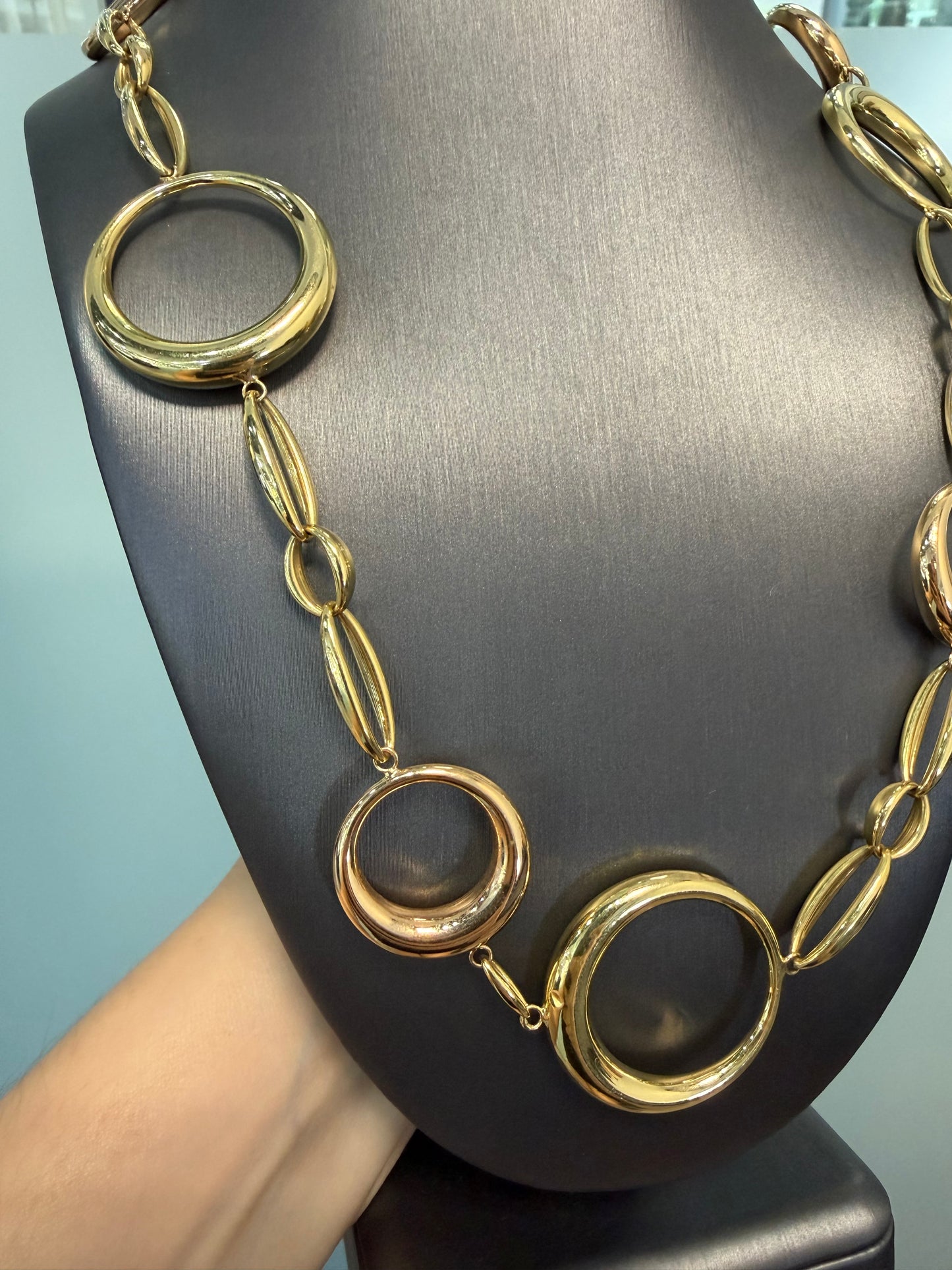 Chimento 18k Two Tone 36" Long Large Circle Link Necklace