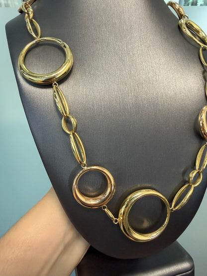 Chimento 18k Two Tone 36" Long Large Circle Link Necklace