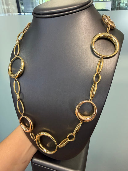 Chimento 18k Two Tone 36" Long Large Circle Link Necklace