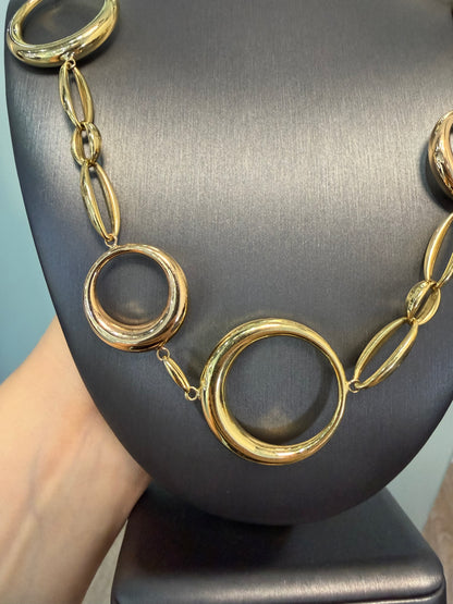 Chimento 18k Two Tone 36" Long Large Circle Link Necklace