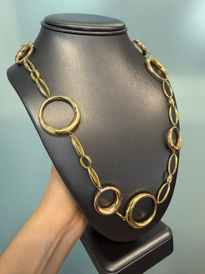 Chimento 18k Two Tone 36" Long Large Circle Link Necklace