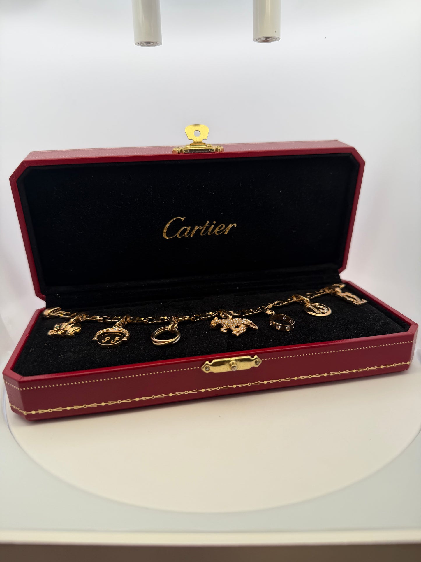Cartier 18k Yellow Gold Charm Bracelet With 7 Charms