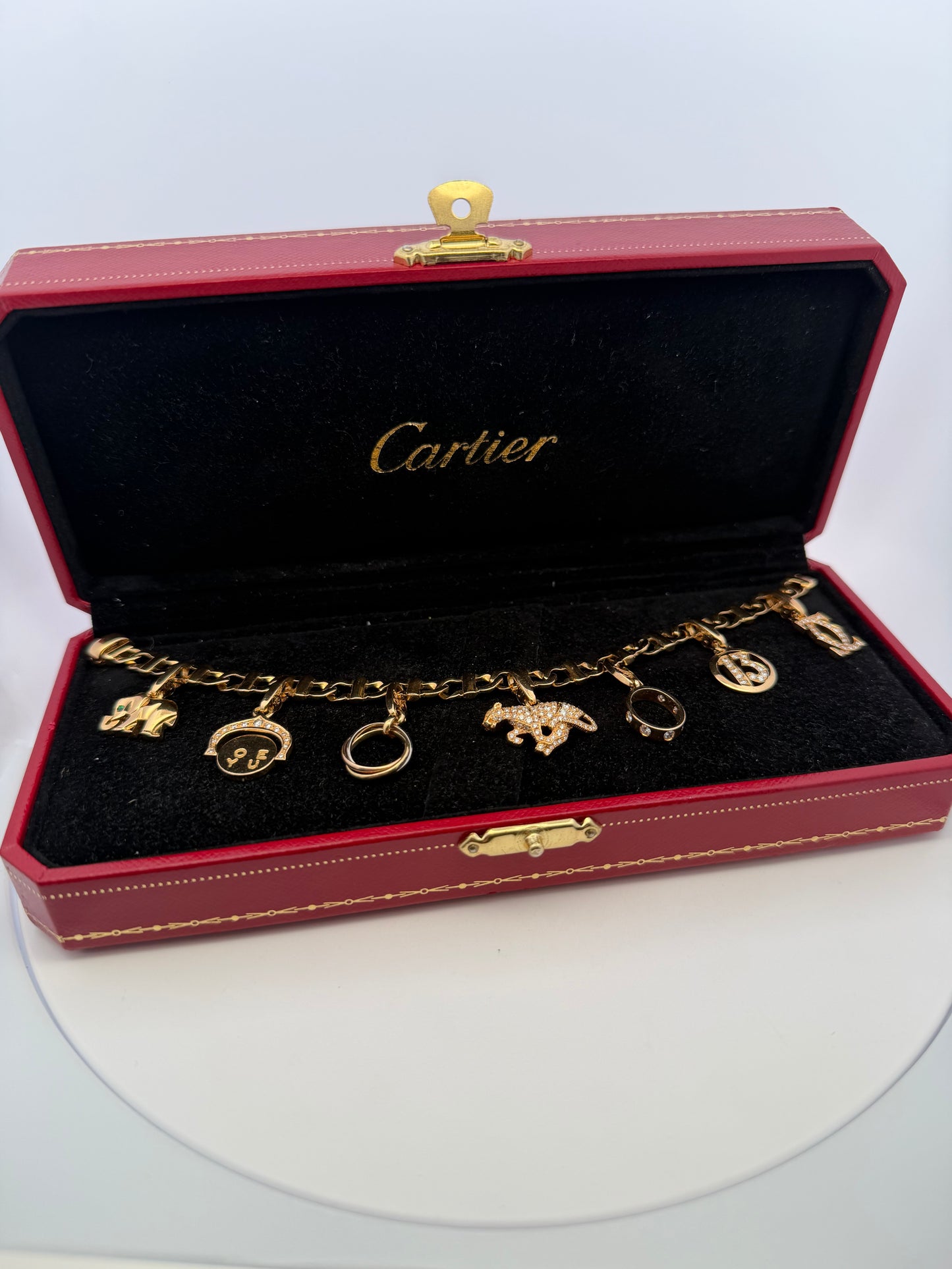 Cartier 18k Yellow Gold Charm Bracelet With 7 Charms