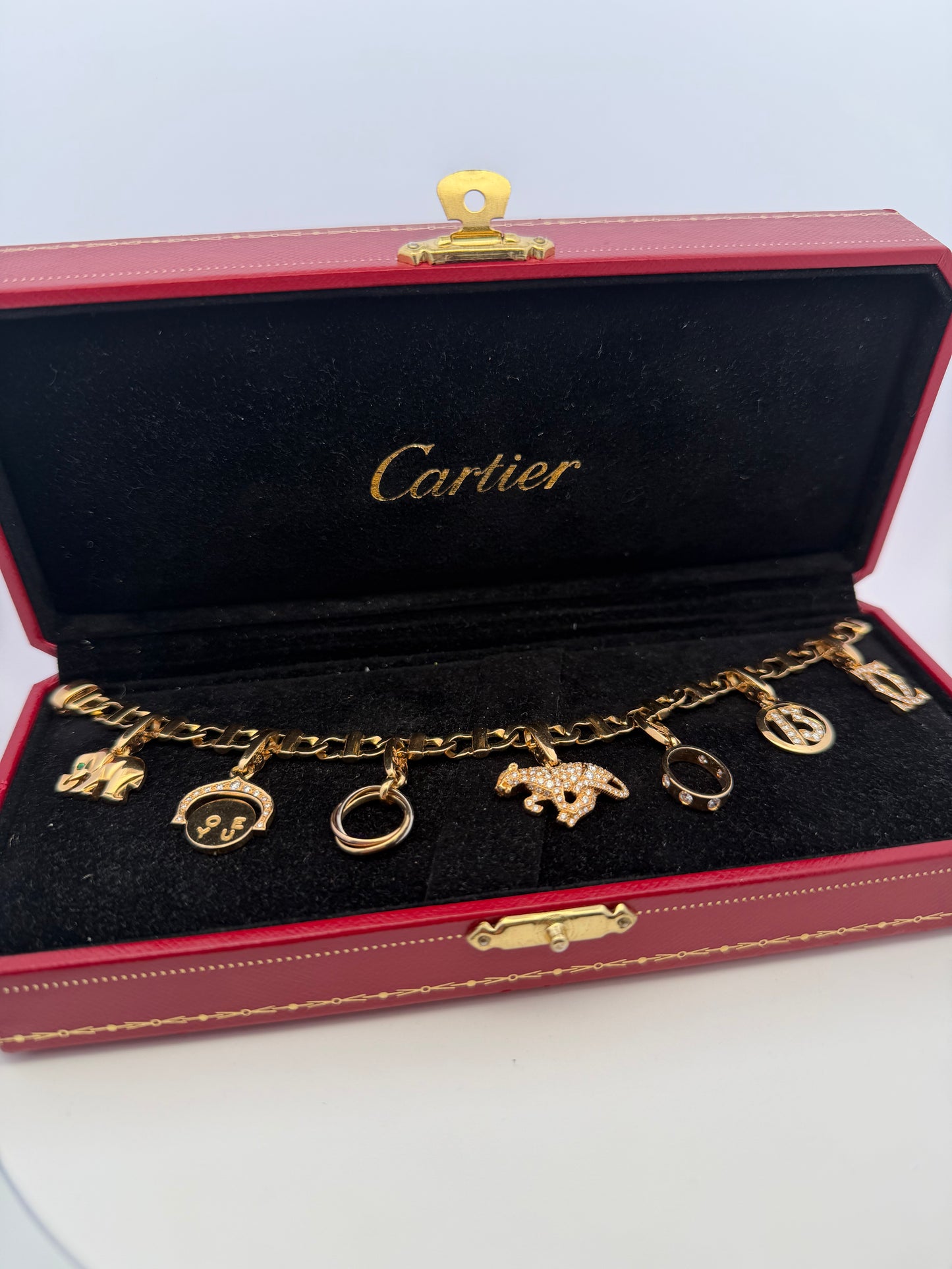 Cartier 18k Yellow Gold Charm Bracelet With 7 Charms