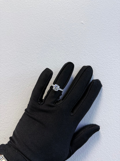 GIA 18K White Gold Natural Round Brilliant Diamond Engagement Ring