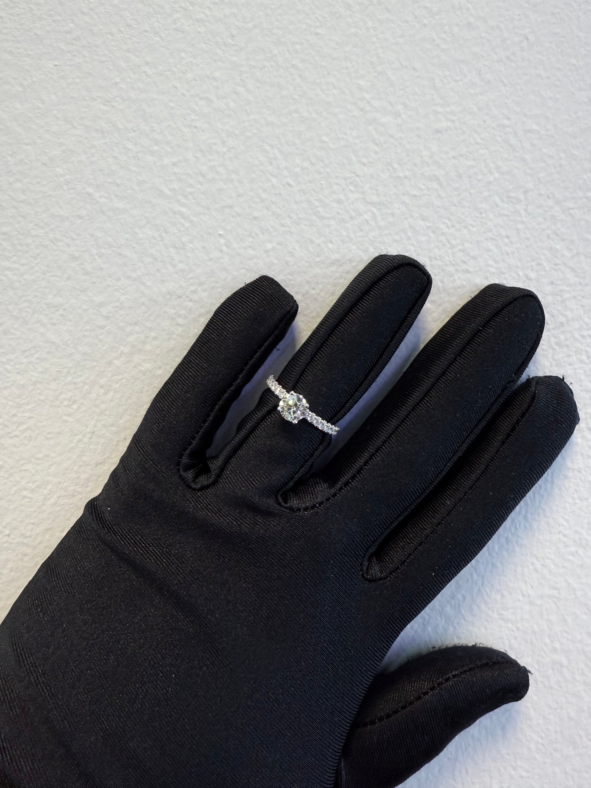 GIA 14K White Gold Natural Round Brilliant Diamond Engagement Ring