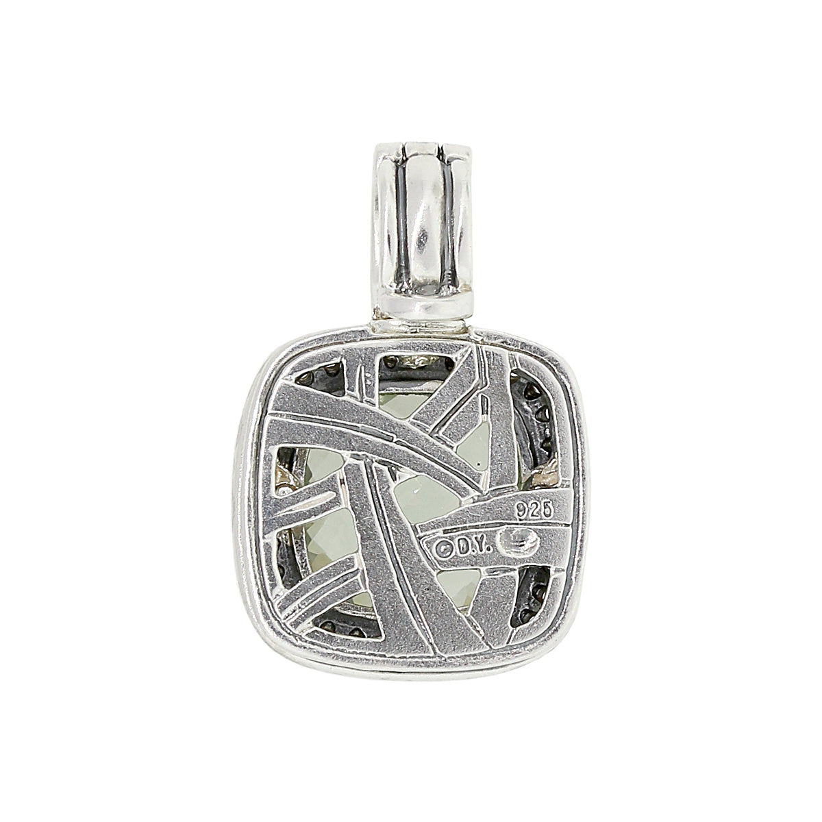 David Yurman Sterling Silver 11mm Prasiolite Pendant