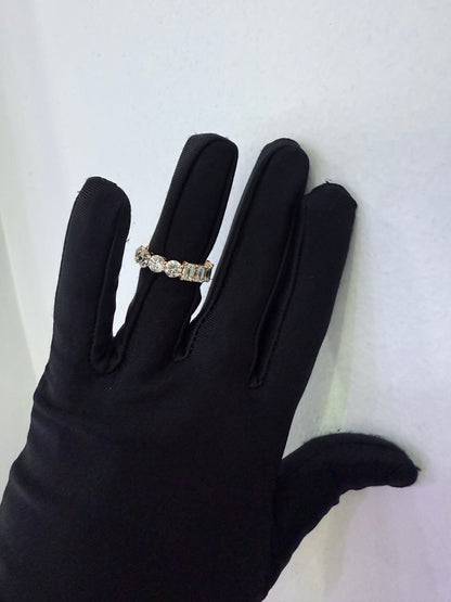 14k Rose Gold 7.37ctw Round and Emerald Cut Diamond Eternity Band Ring