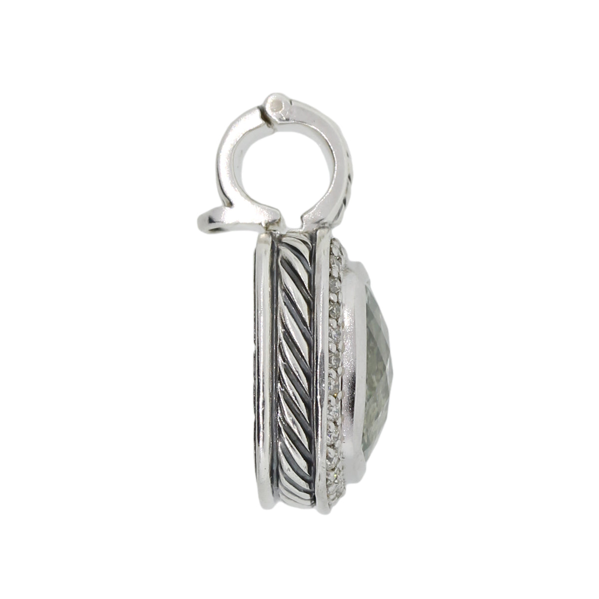 David Yurman Sterling Silver 11mm Prasiolite Pendant