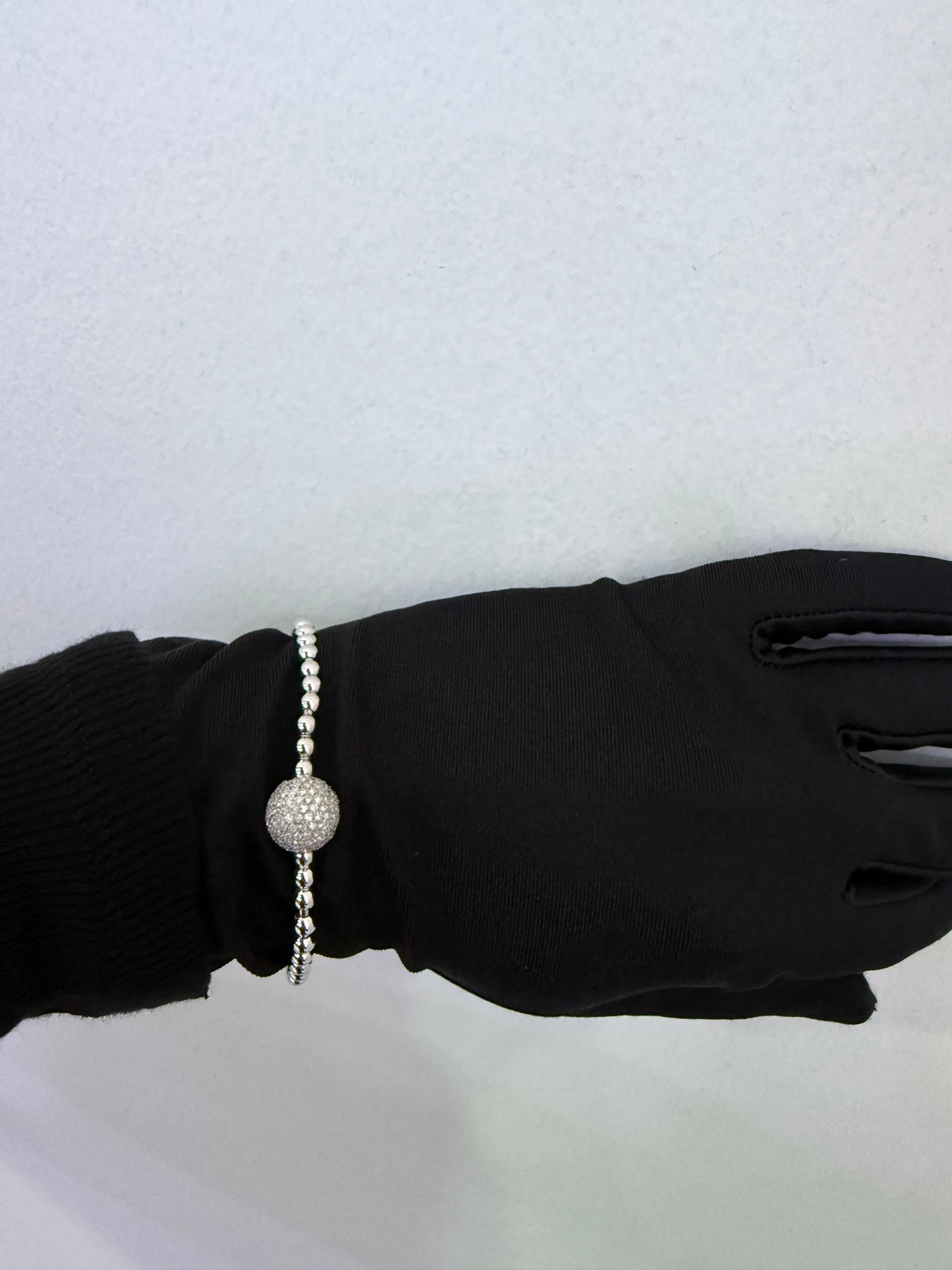 18K White Gold Natural 0.83 Carats Diamond Flexible Ball Bangel Bracelet 