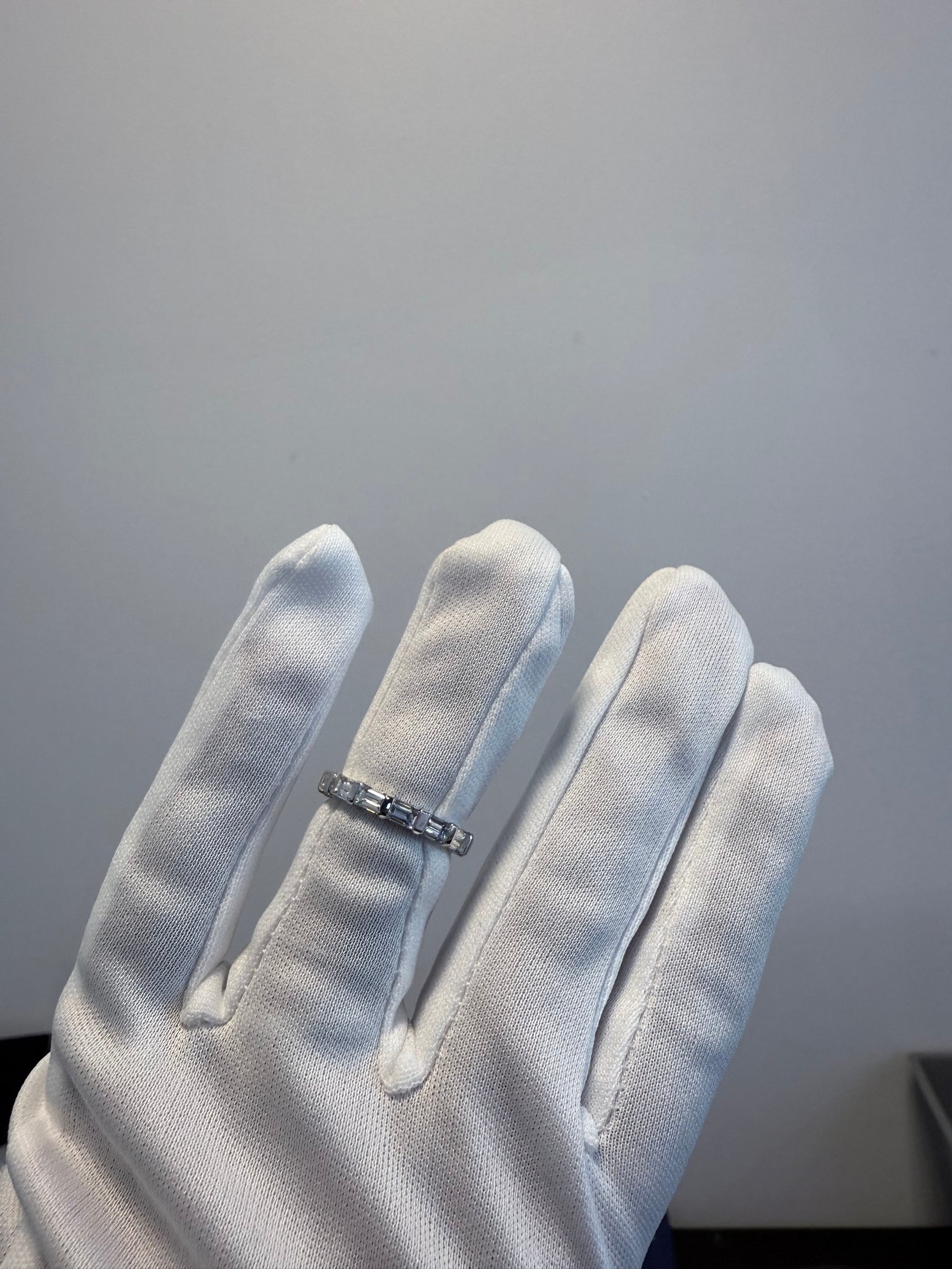 Platinum Natural 1.79ctw Emerald Cut Diamond Eternity Ring