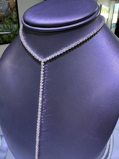 14k White Gold Natural 4.0 Carat Diamond Adjustable Lariat Tennis Necklace