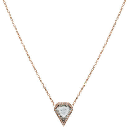 14k Rose Gold 4.18ct Kite Shape Diamond Pendant Necklace