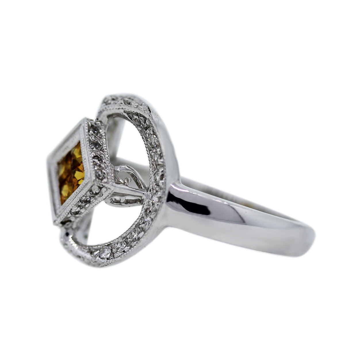 18k White Gold Sapphire and Diamond Micro-Pave Halo Ring