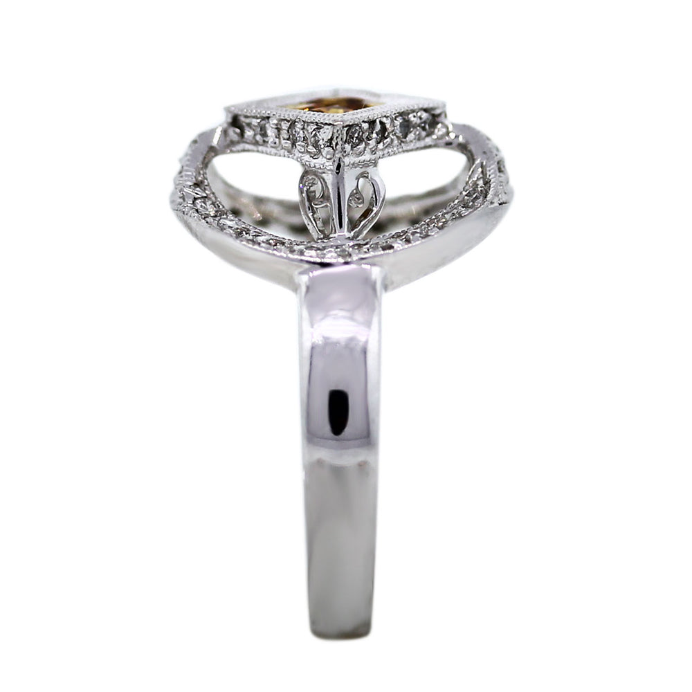 18k White Gold Sapphire and Diamond Micro-Pave Halo Ring