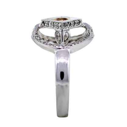 18k White Gold Sapphire and Diamond Micro-Pave Halo Ring