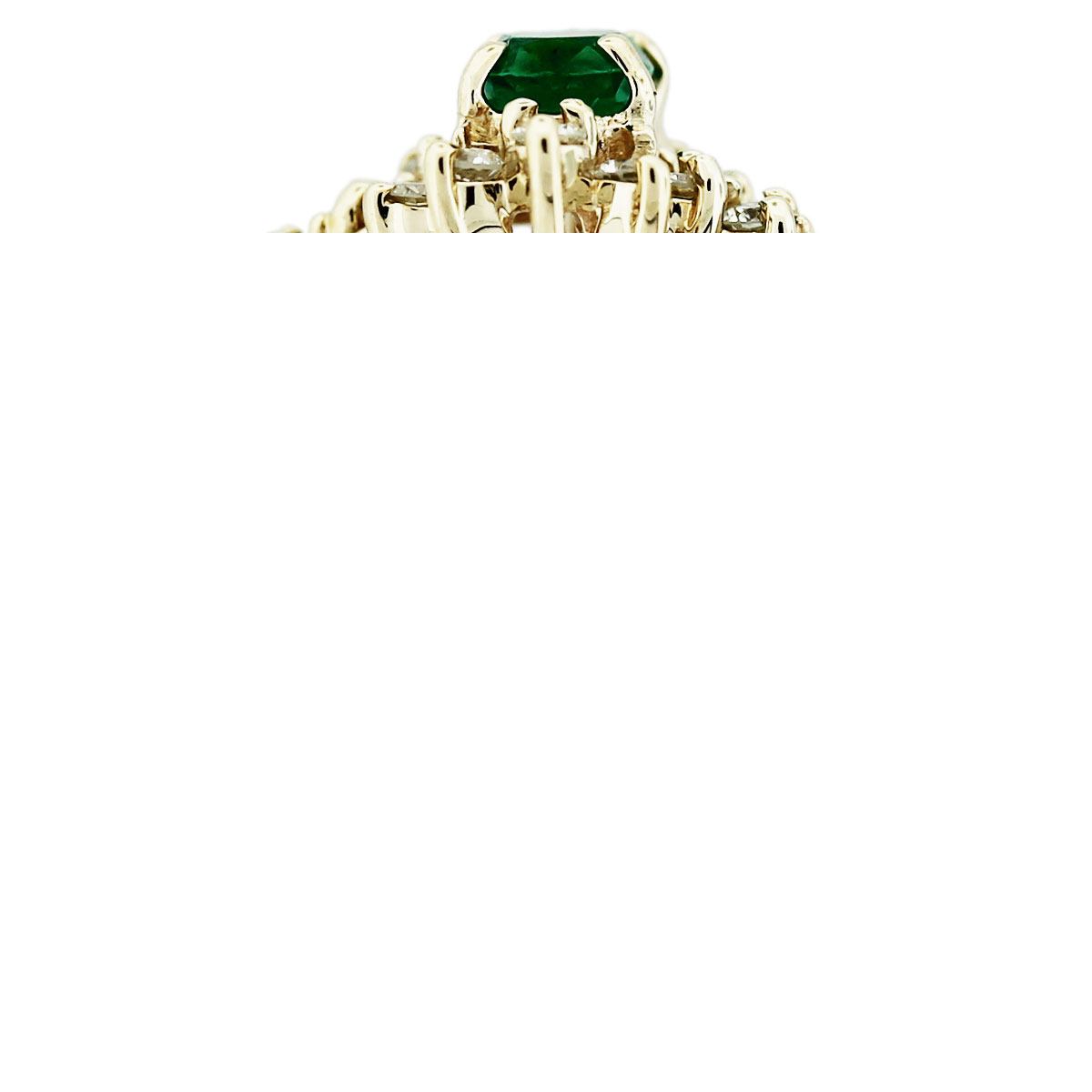 14k Yellow Gold Oval Emerald Diamond Ring