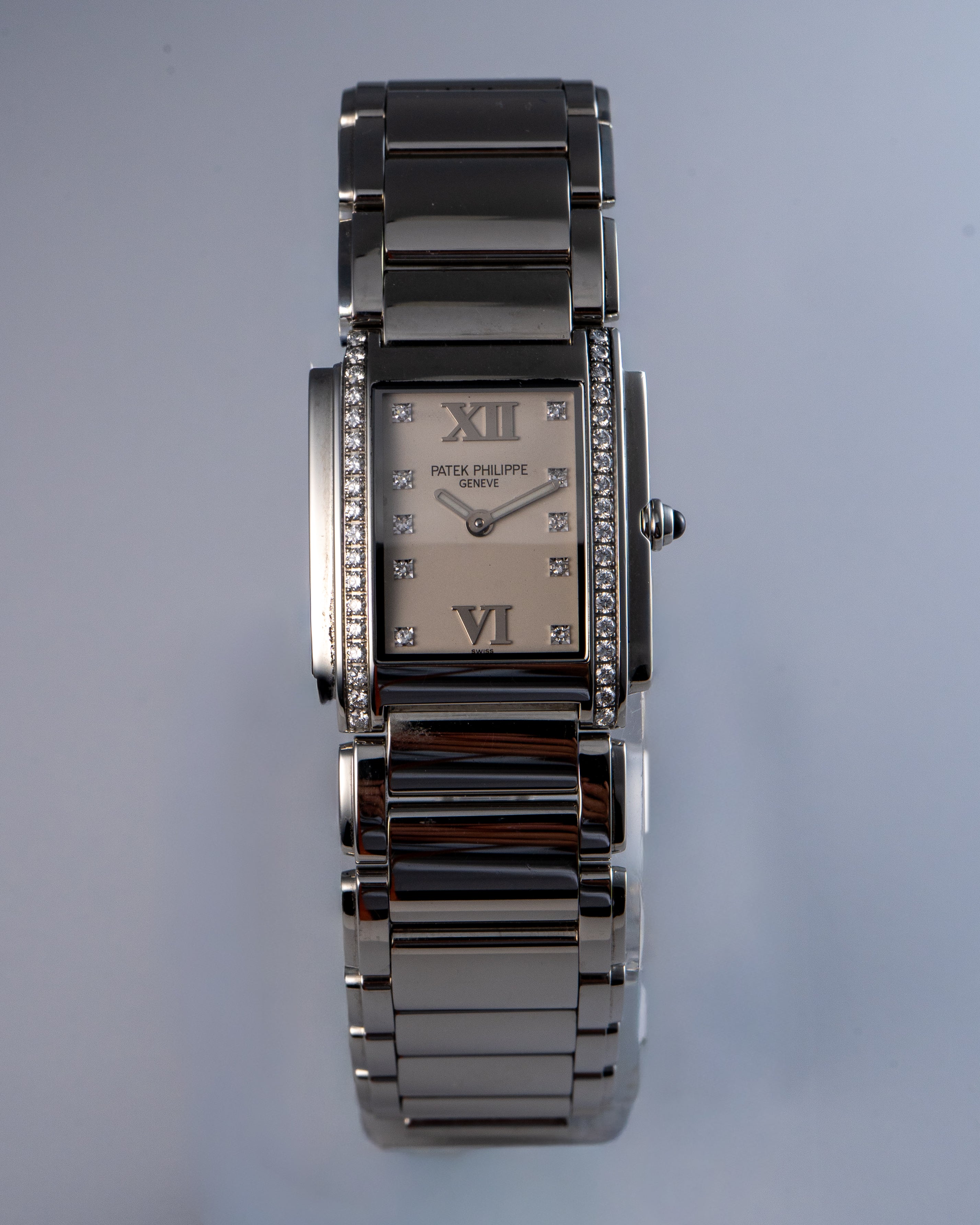Patek Philippe 4910/010 Twenty-4 Stainless Steel Diamond Bezel White Diamond Dial Watch