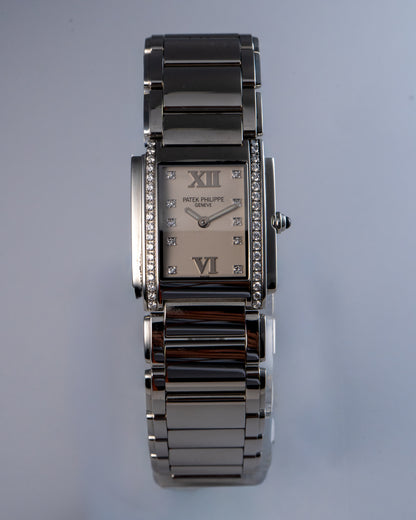 Patek Philippe 4910/010 Twenty-4 Stainless Steel Diamond Bezel White Diamond Dial Watch
