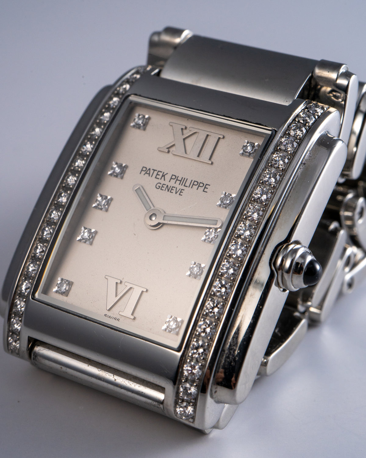 Patek Philippe 4910/010 Twenty-4 Stainless Steel Diamond Bezel White Diamond Dial Watch — product photo 1