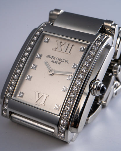 Patek Philippe 4910/010 Twenty-4 Stainless Steel Diamond Bezel White Diamond Dial Watch