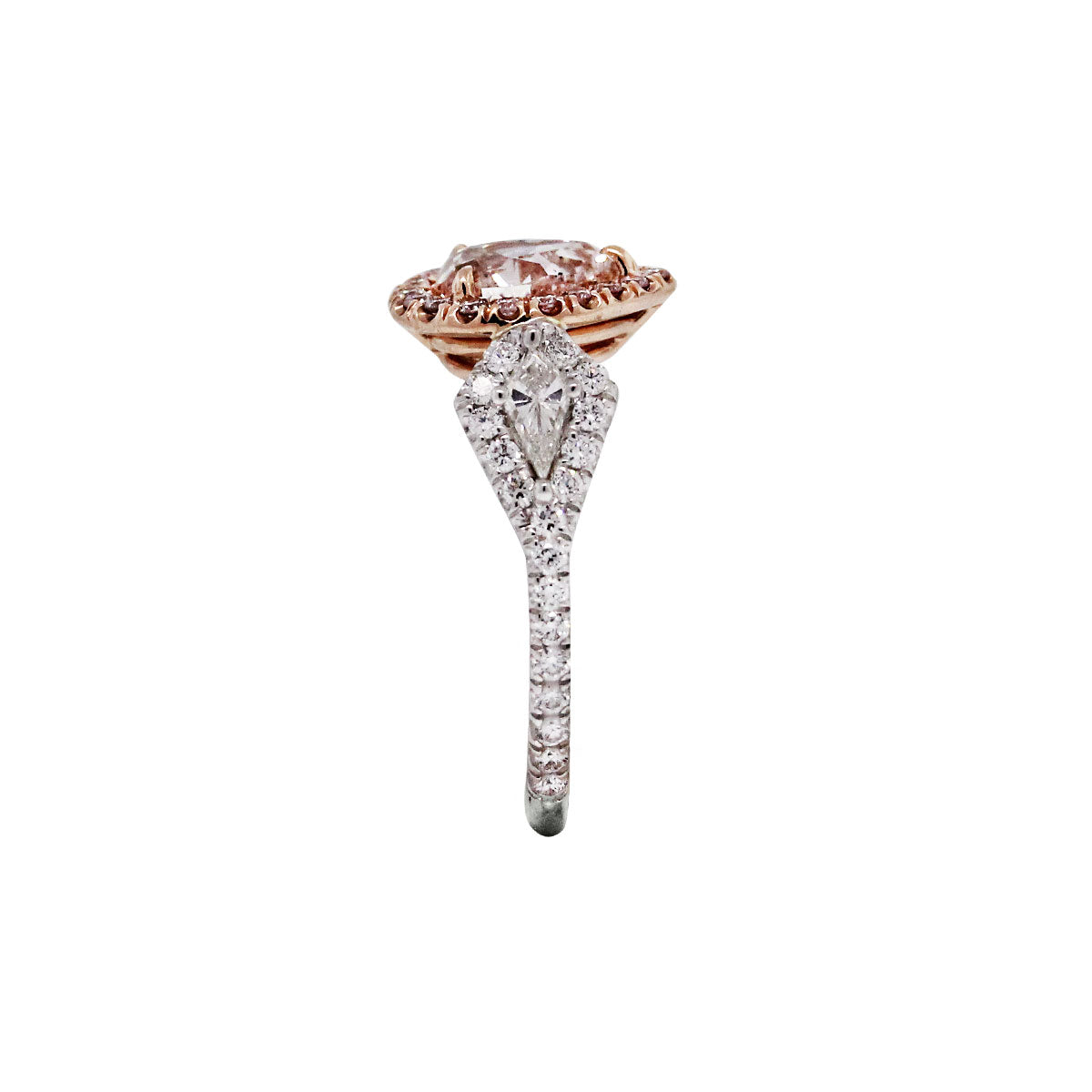 18k White/Rose Gold GIA 1.01ct Pink Pear Shape Diamond Engagement Ring