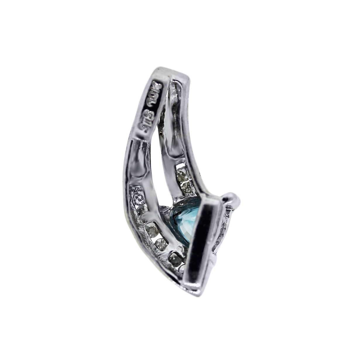 White Gold Diamond and Blue Topaz Slide Pendant