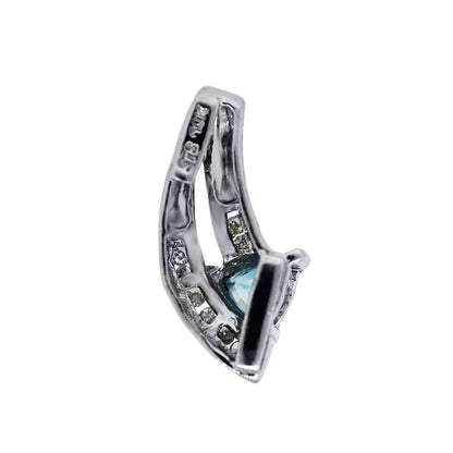White Gold Diamond and Blue Topaz Slide Pendant