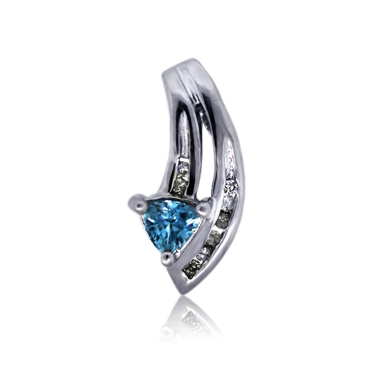 White Gold Diamond and Blue Topaz Slide Pendant