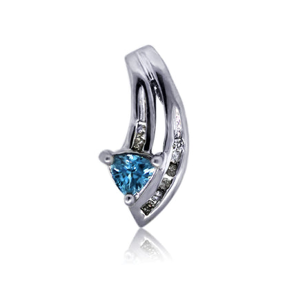 White Gold Diamond and Blue Topaz Slide Pendant