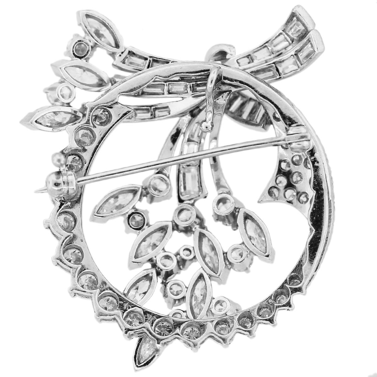 Platinum and Diamond Flower Pin