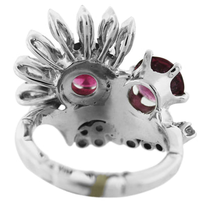 Platinum Round Pink Sapphire & Marquise Cut Diamond Ring