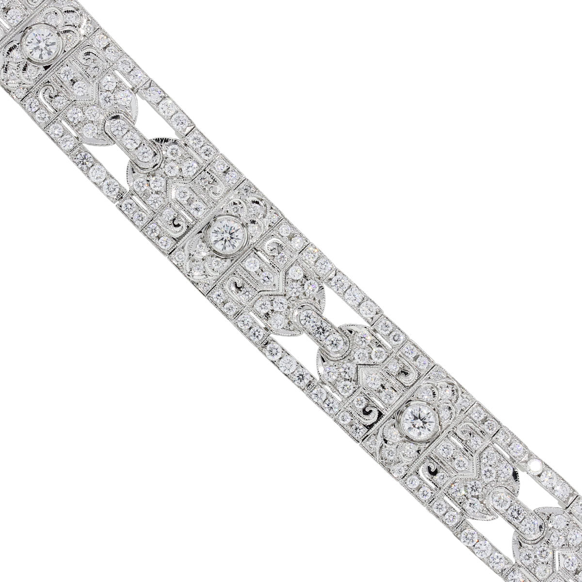 Platinum 7.25ctw Diamond Deco Style Bracelet