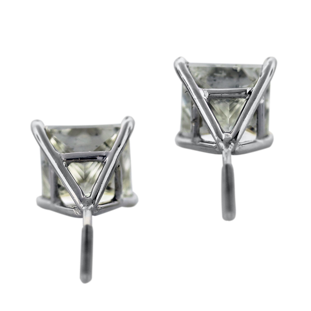 White Gold Princess Cut Diamond 8.06ctw Stud Earrings