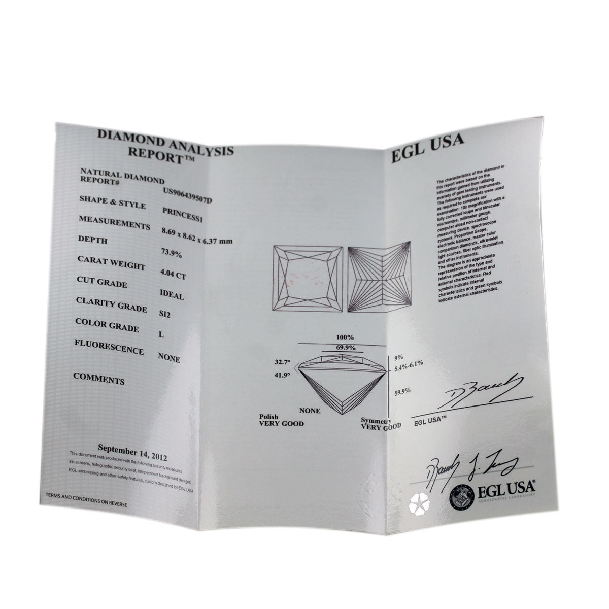 White Gold Princess Cut Diamond 8.06ctw Stud Earrings