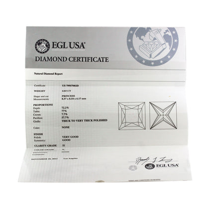 White Gold Princess Cut Diamond 8.06ctw Stud Earrings